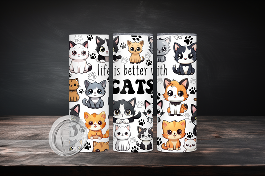 Paws and Sip/ 20oz Skinny Tumbler/ Drinkware for Cat Lovers