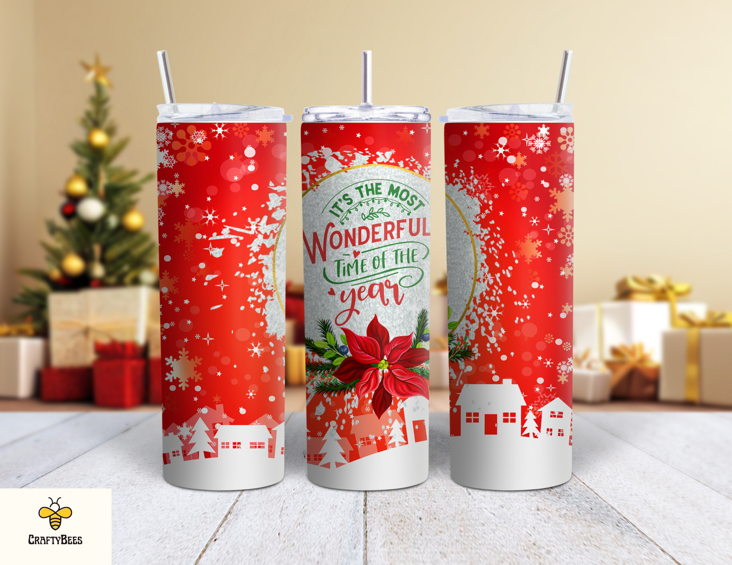 Wonderful Time of the Year Snowflakes 20oz Skinny Tumbler