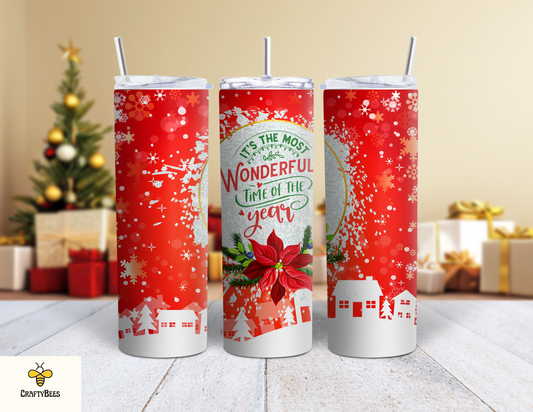 Wonderful Time of the Year Snowflakes 20oz Skinny Tumbler